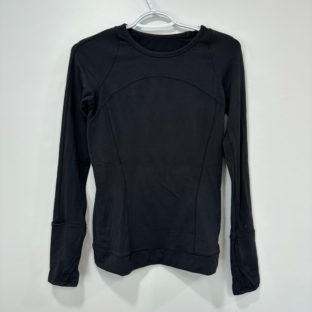 Lululemon Womens Pullover 6 Black Athletic Long‎ Sleeve Performance Stretch Crew